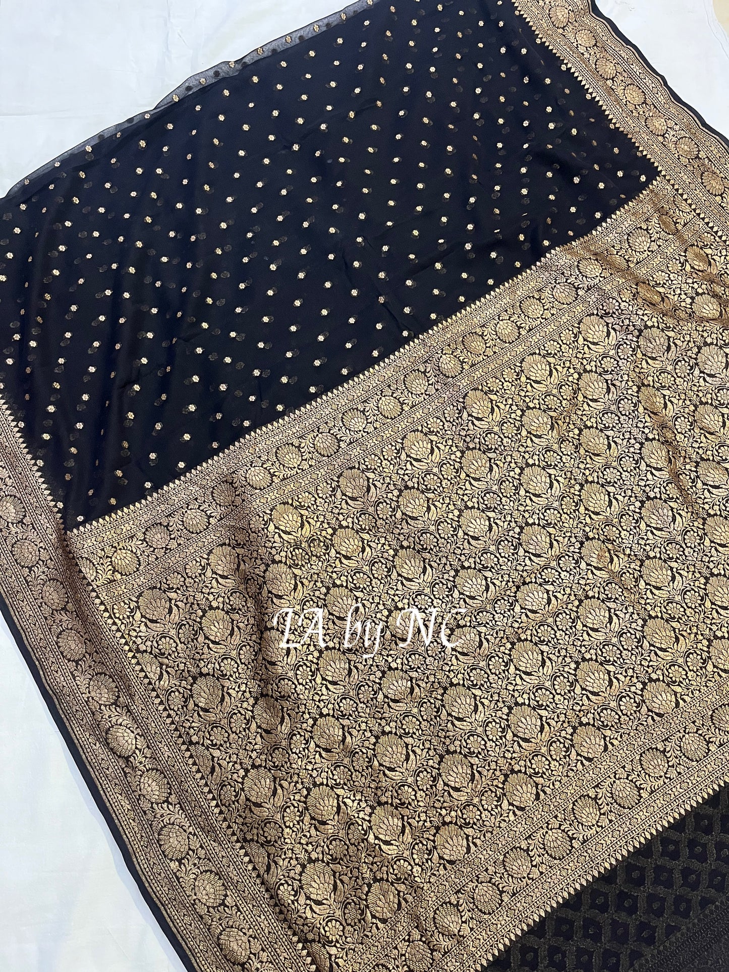 Black Banarasi Pure Khaddi Georgette Saree