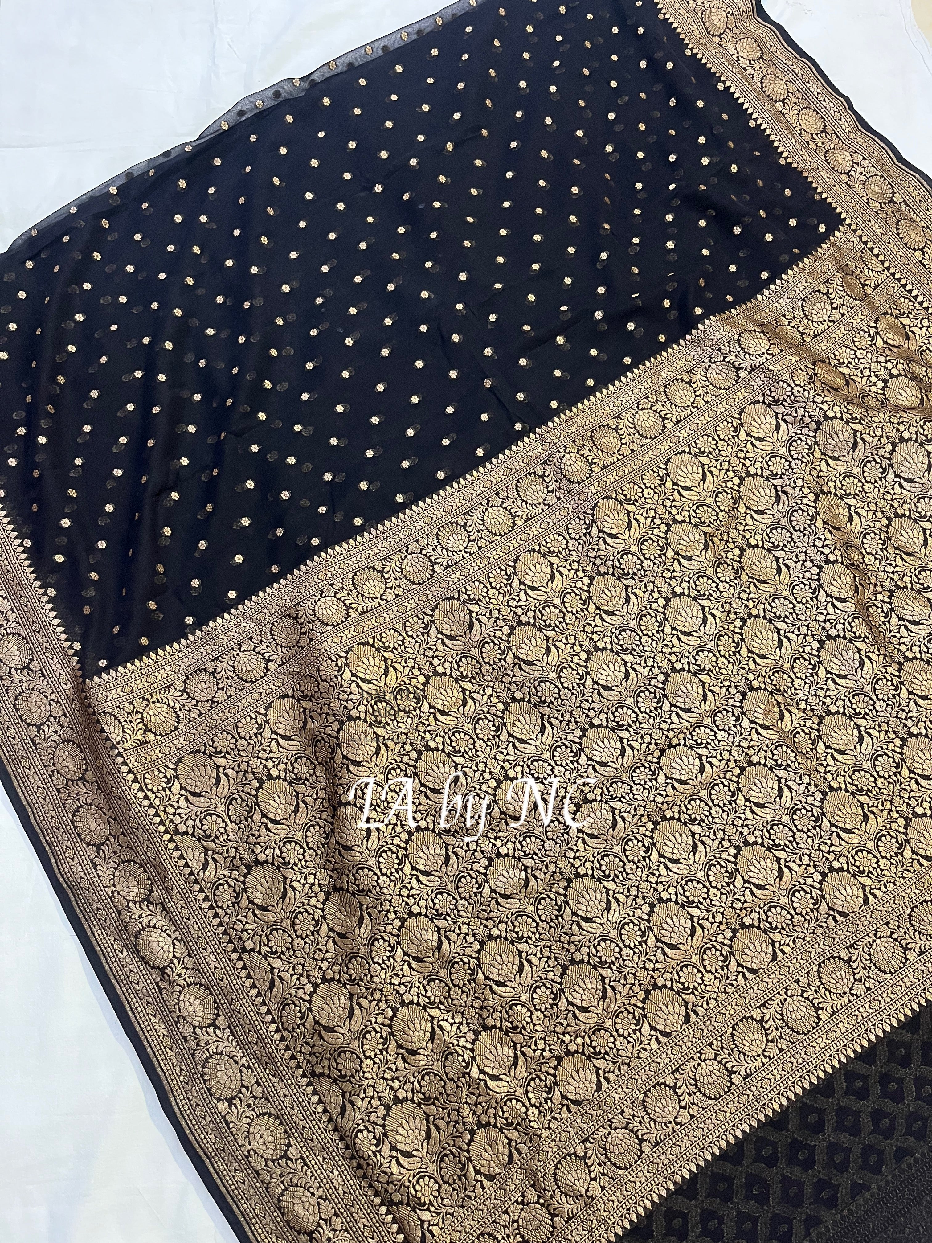 Black Banarasi Pure Khaddi Georgette Saree