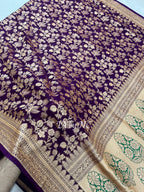 Plum Banarasi Pure Khaddi Georgette Saree