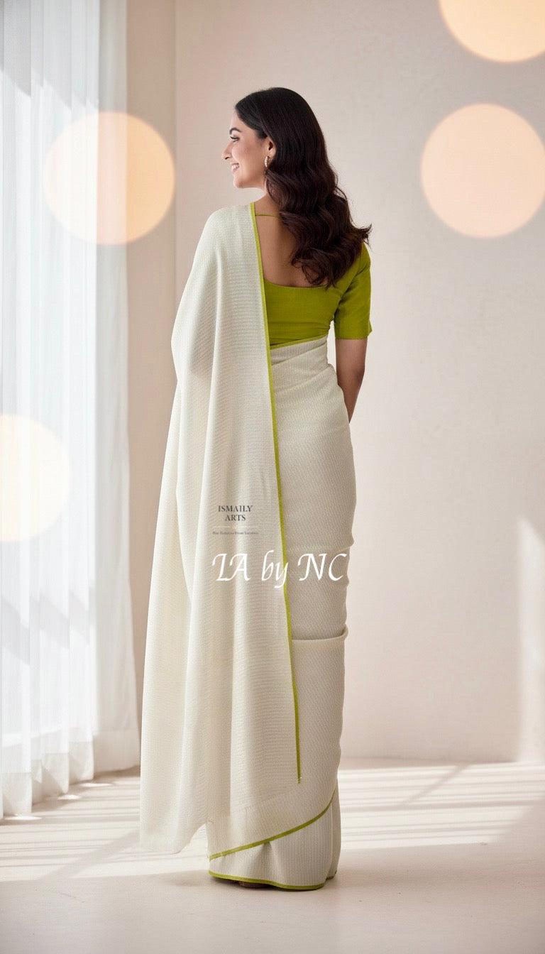 Offwhite Banarasi Pure Khaddi Georgette Saree