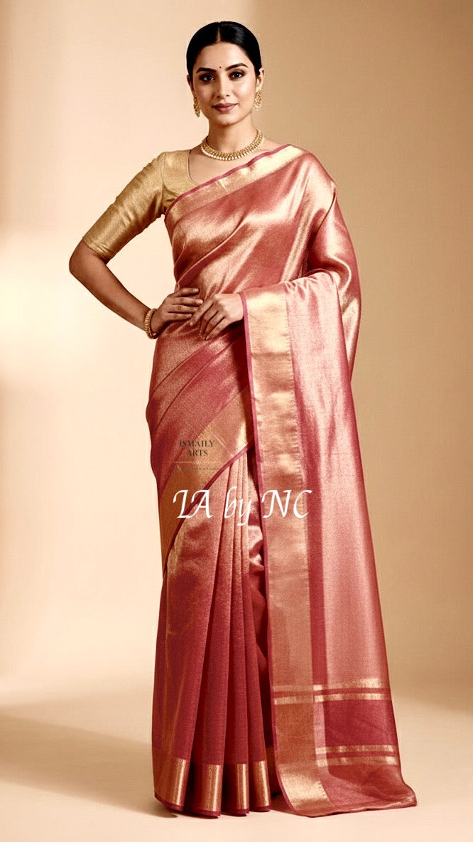 Carmine Banarasi Pure Tissue Silk Saree