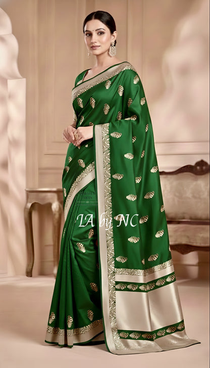 Forest Banarasi Mashru Katan Silk Meenakari Saree