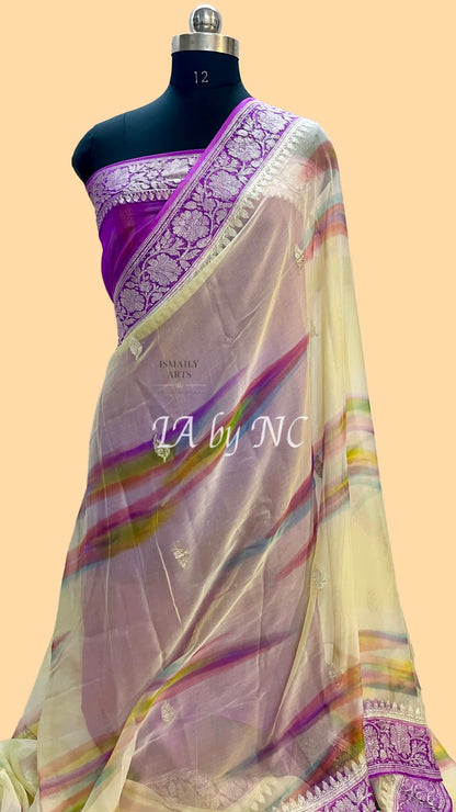 Electric Banarasi Pure Khaddi Georgette Kadwa Saree