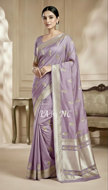 African Banarasi Mashru Katan Silk Meenakari Saree