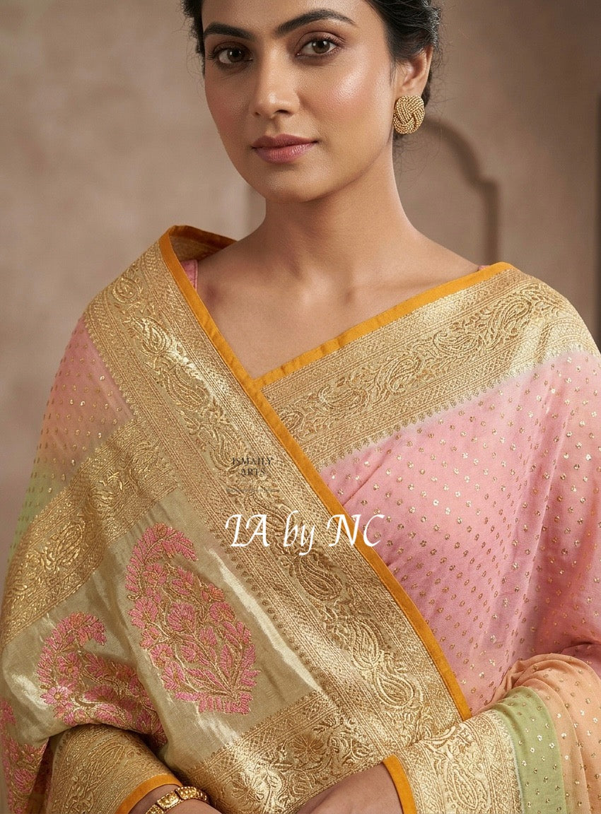 Turmeric Banarasi Pure Khaddi Georgette Saree