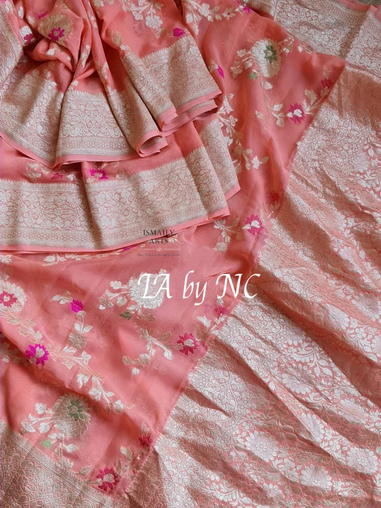 Punch Banarasi Pure Khaddi Georgette Meenakari Saree