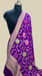 Grape Banarasi Pure Munga Silk Dupatta