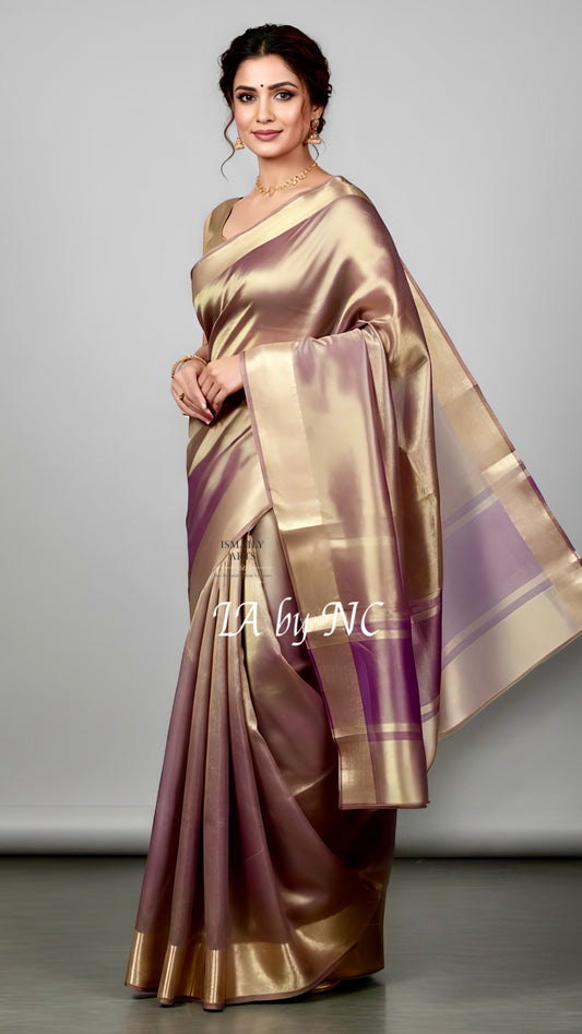 Grape Banarasi Pure Tissue Silk Saree
