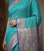 Turquoise Banarasi Pure Khaddi Georgette Saree