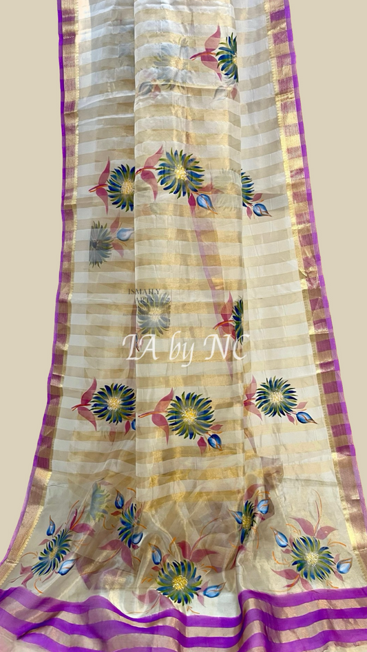 Offwhite Banarasi Pure Tissue Silk Saree