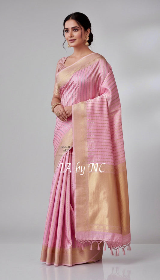 Baby Banarasi Pure Katan Silk Kadwa Raw Mango Pattu Saree