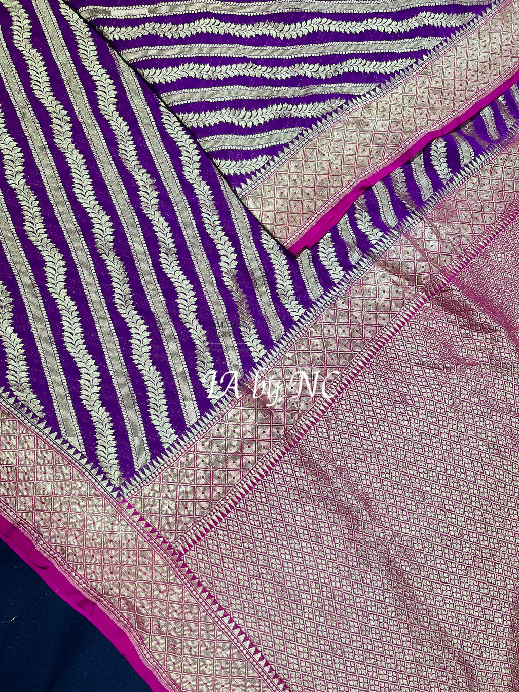 Grape Banarasi Pure Khaddi Georgette Saree
