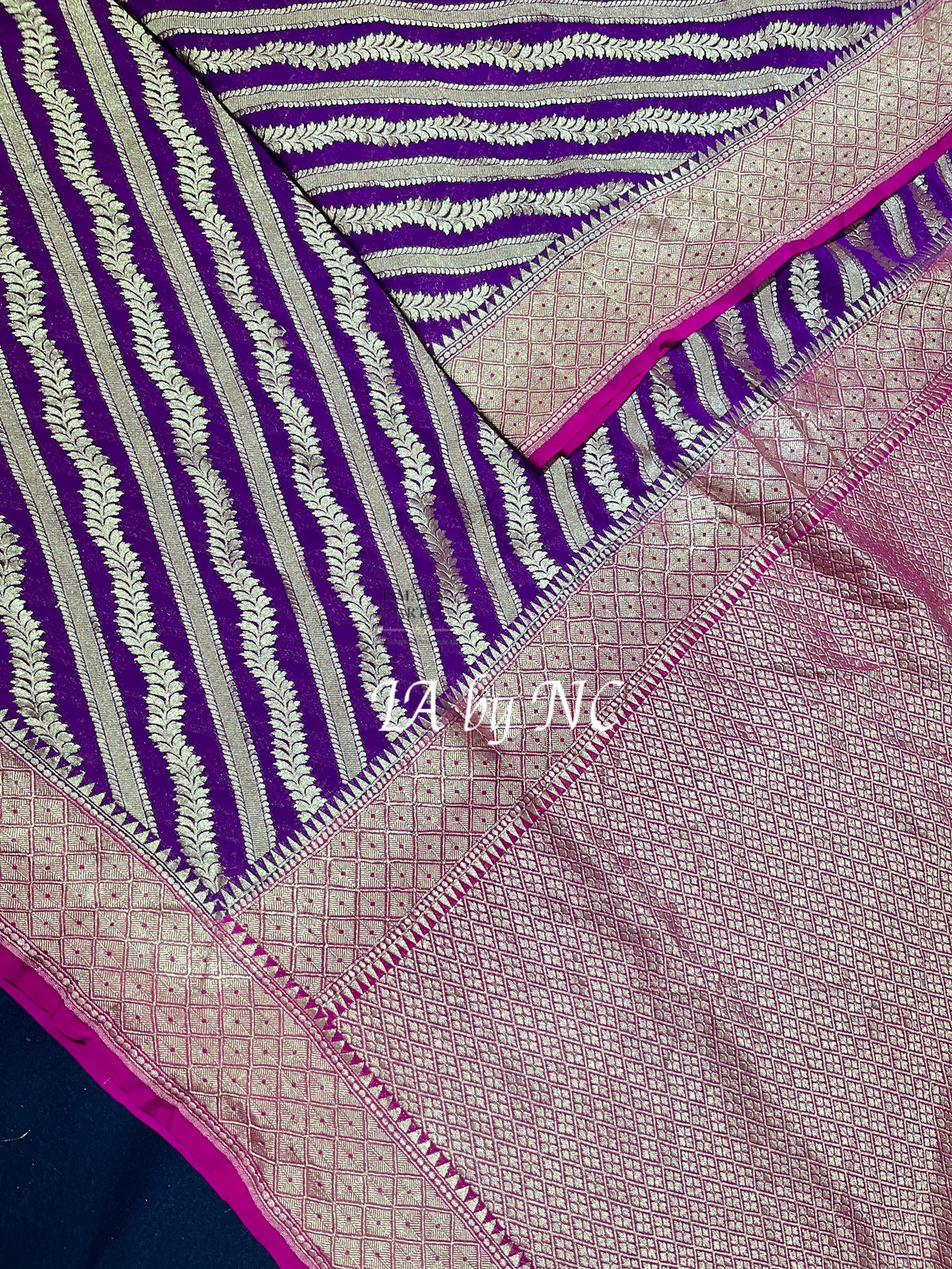 Grape Banarasi Pure Khaddi Georgette Saree