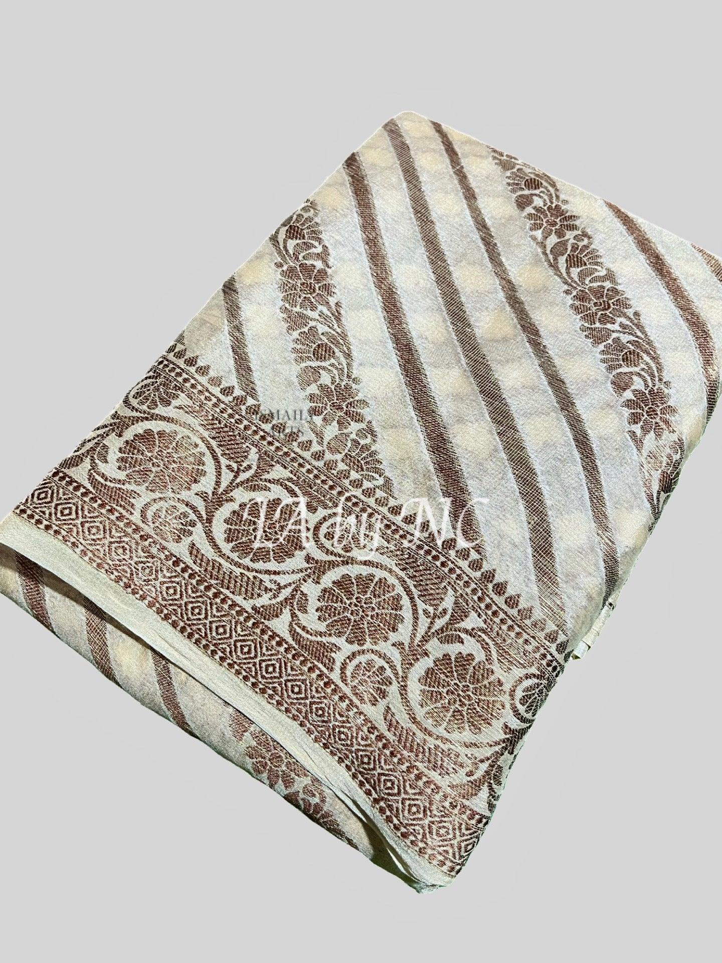 Beige Banarasi Pure Chiffon Georgette Saree