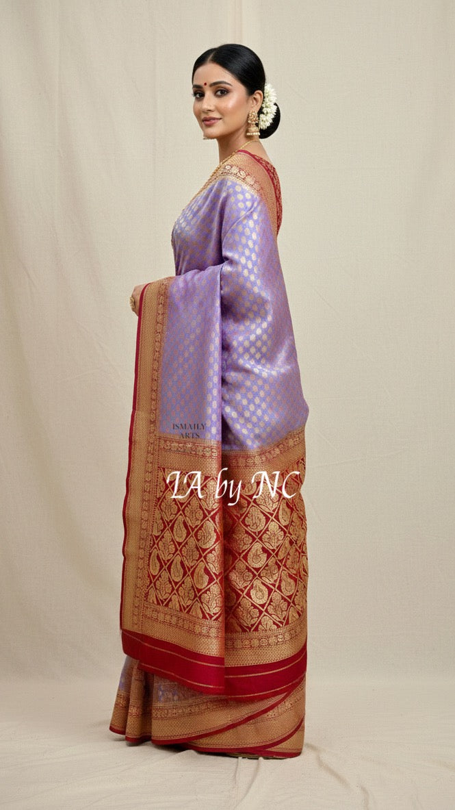 Lavender Banarasi Pure Khaddi Georgette Saree
