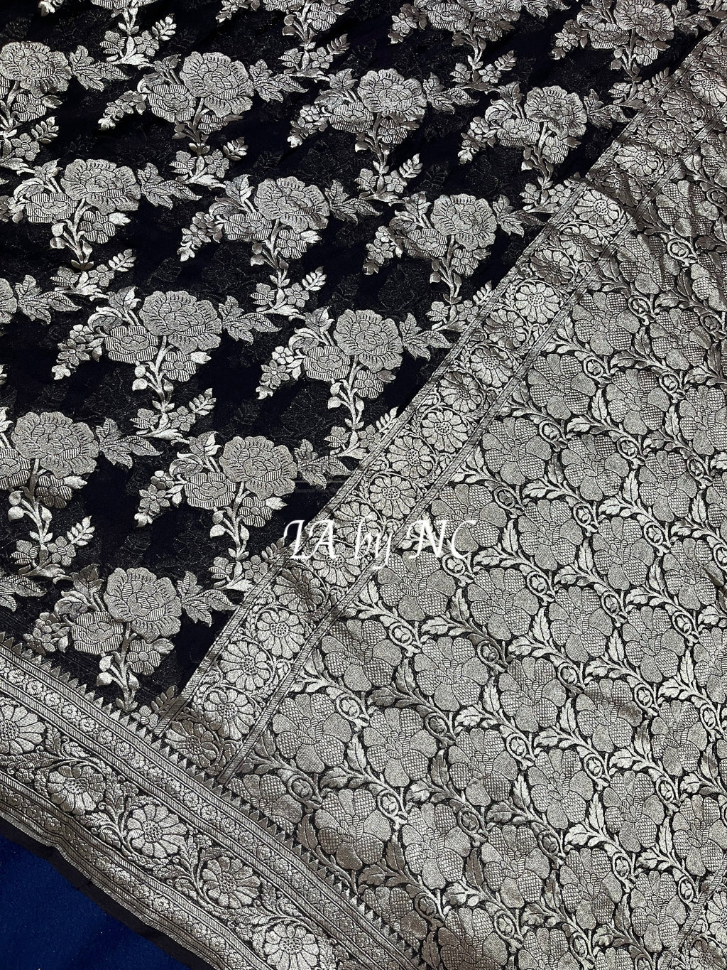 Black Banarasi Pure Khaddi Georgette Saree