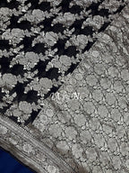 Black Banarasi Pure Khaddi Georgette Saree