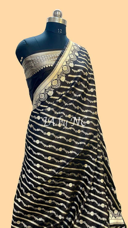 Black Banarasi Pure Katan Silk Pattu Saree