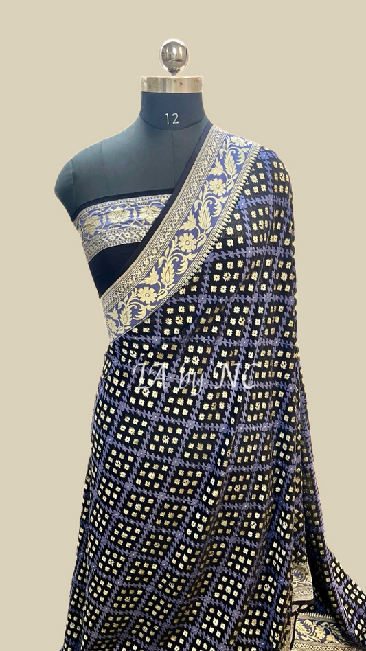 Black Banarasi Pure Khaddi Georgette Saree