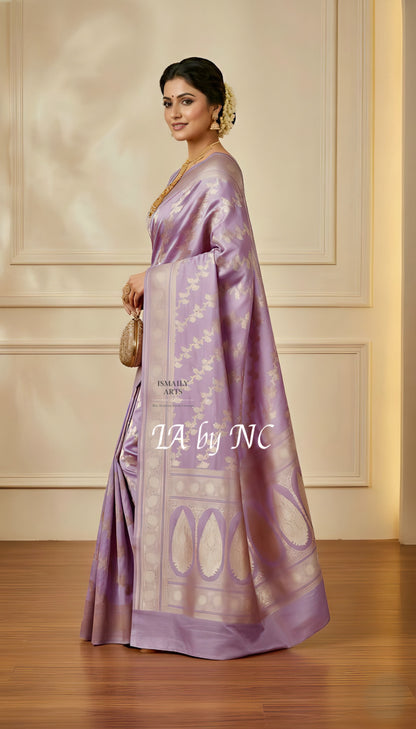 Mauve Banarasi Mashru Katan Silk Saree