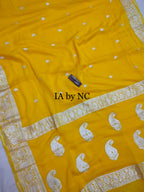 Amber Banarasi Pure Khaddi Georgette Kadwa Saree