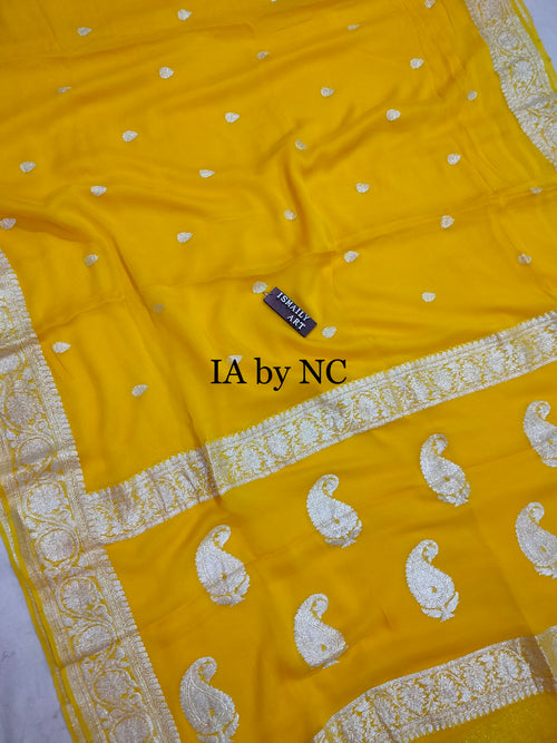 Amber Banarasi Pure Khaddi Georgette Kadwa Saree
