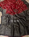 Carmine Banarasi Pure Khaddi Georgette Saree