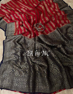 Carmine Banarasi Pure Khaddi Georgette Saree