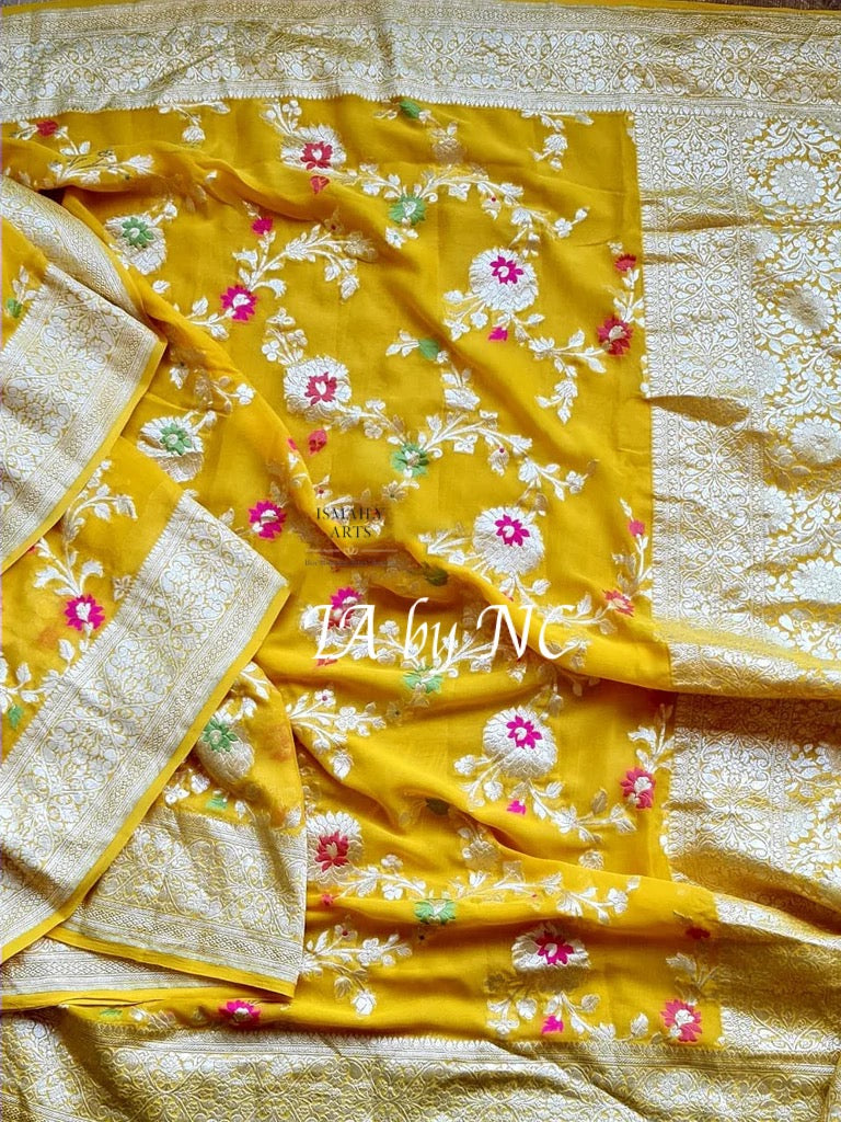 Tuscany Banarasi Pure Khaddi Georgette Meenakari Saree