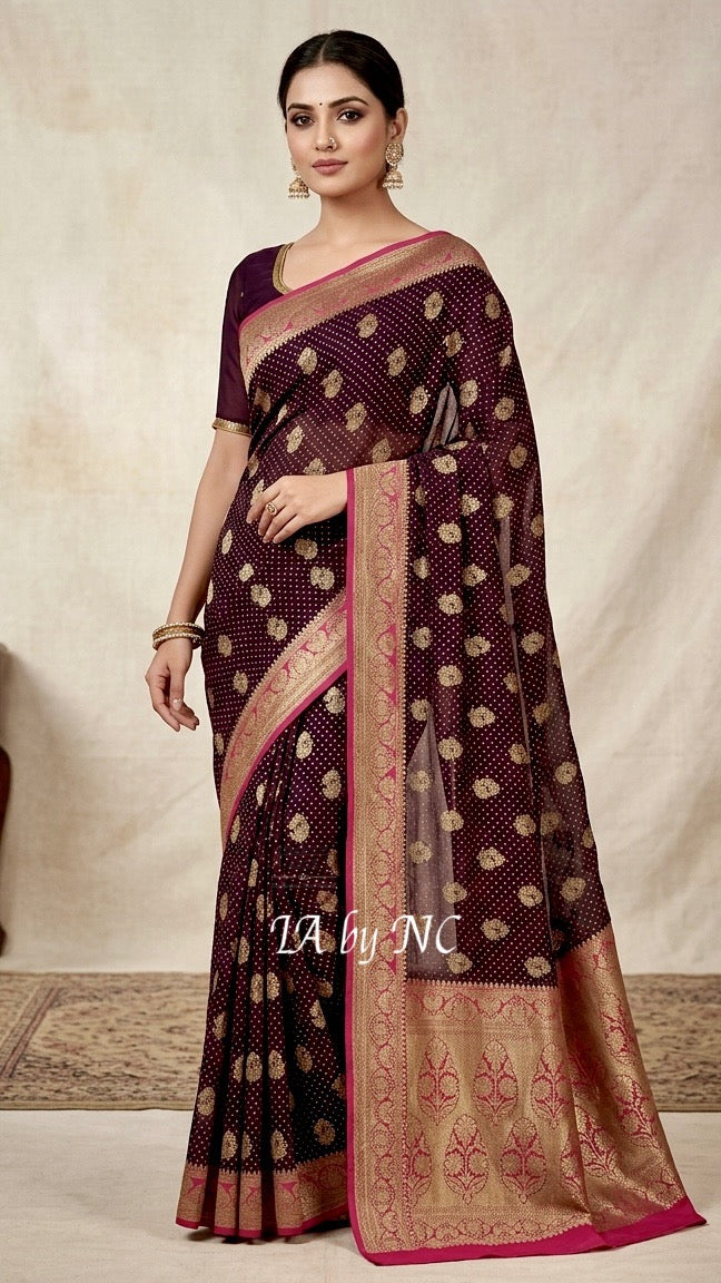 Hickory Banarasi Pure Khaddi Georgette Saree