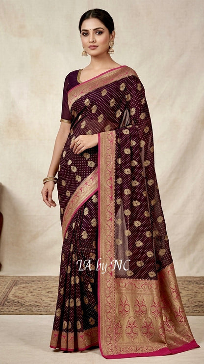 Hickory Banarasi Pure Khaddi Georgette Saree