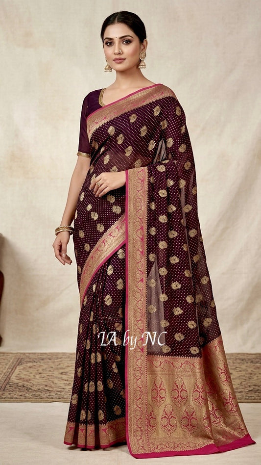 Hickory Banarasi Pure Khaddi Georgette Saree