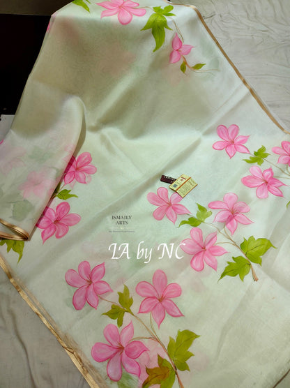 Offwhite Banarasi Pure Kora Organza Saree