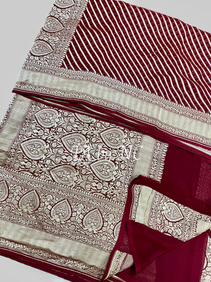 Maroon Banarasi Pure Khaddi Georgette Saree