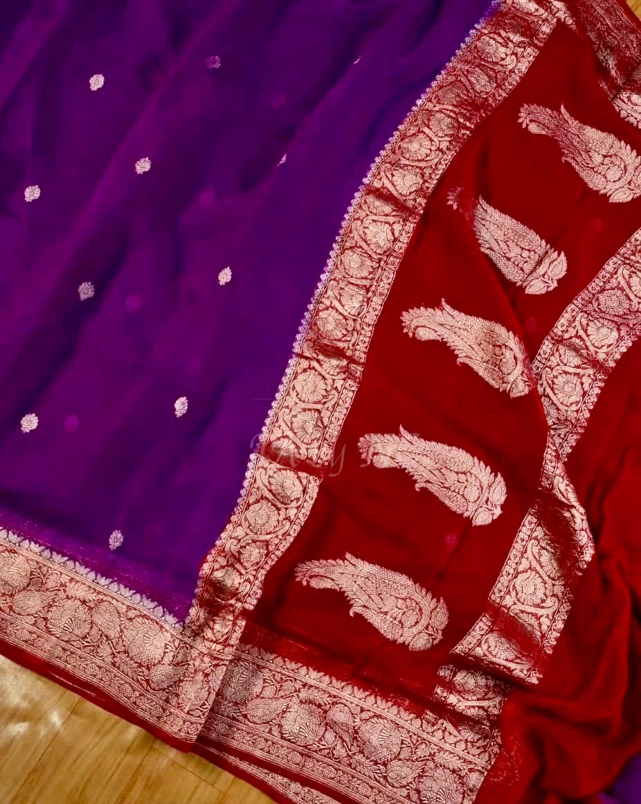 Lollipop Banarasi Pure Khaddi Georgette Kadwa Saree