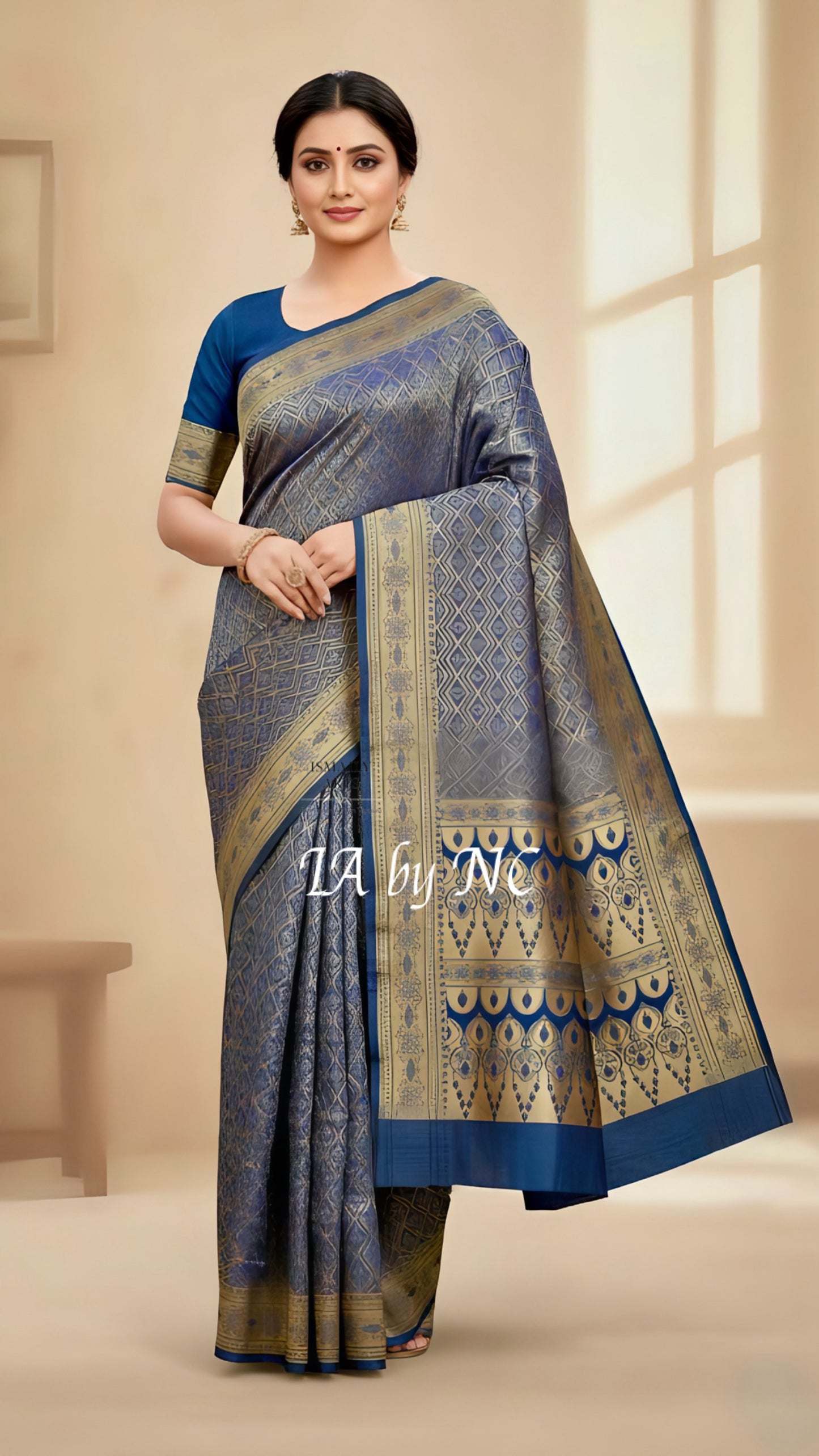Prussian Banarasi Mashru Katan Silk Saree