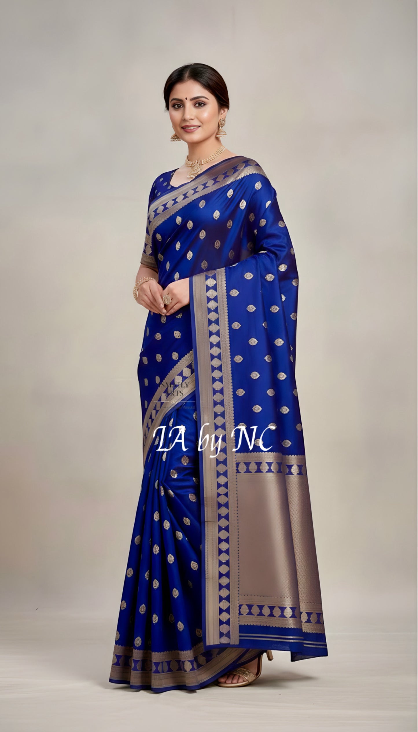 Navy Banarasi Mashru Katan Silk Saree