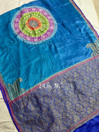 Teal Banarasi Pure Katan Mashru Silk Saree