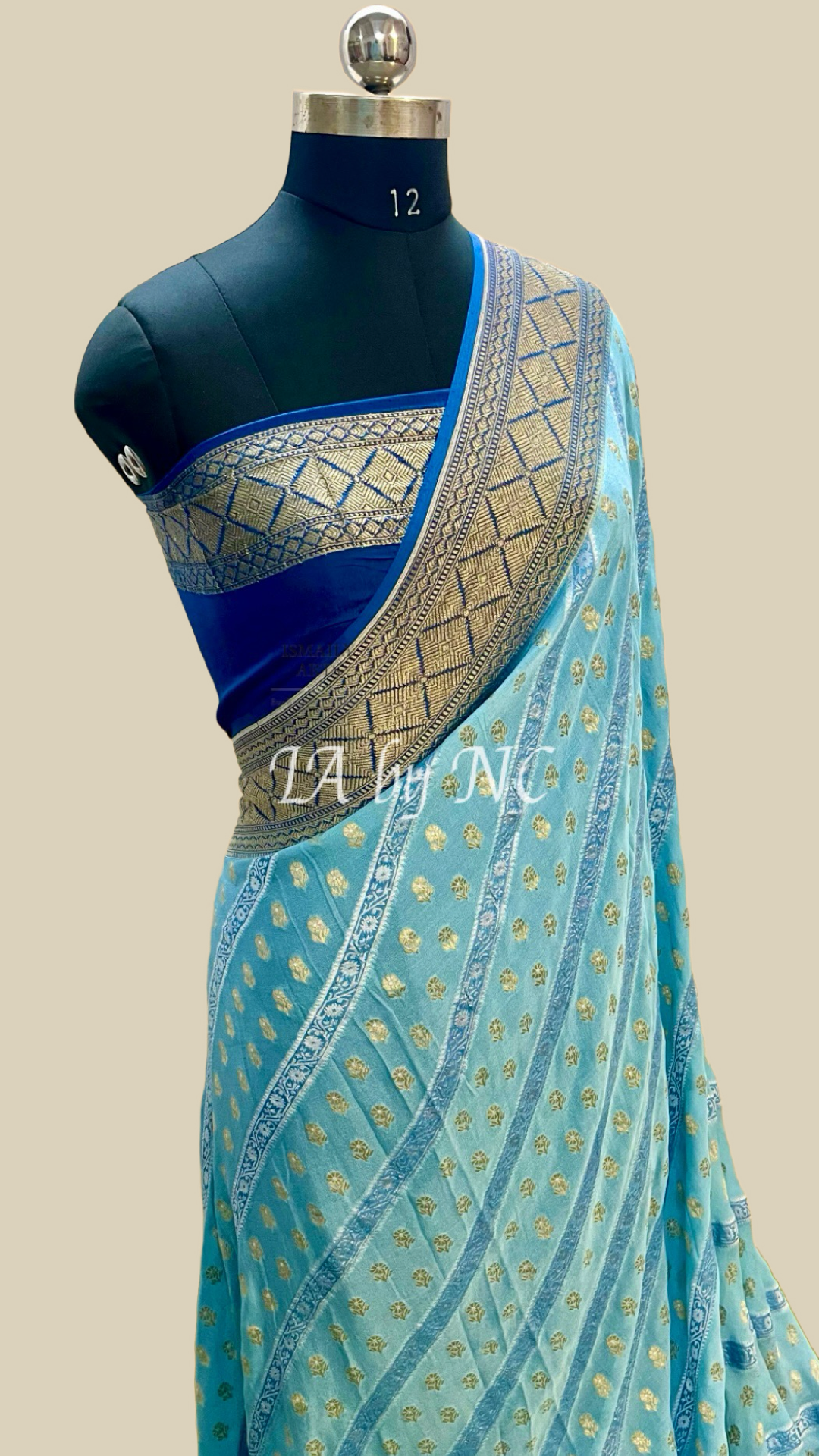 Prussian Banarasi Pure Khaddi Georgette Saree
