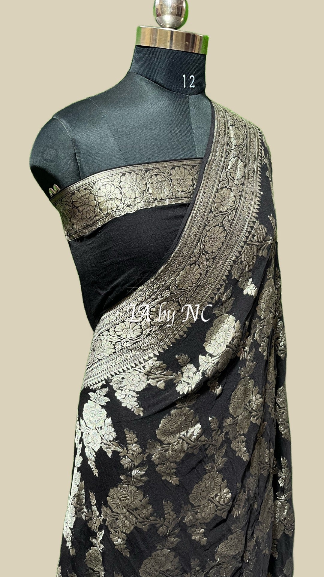 Black Banarasi Pure Khaddi Georgette Saree