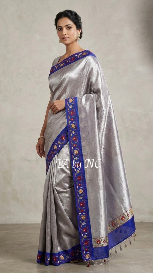 Grape Banarasi Pure Tissue Silk Designer Saree