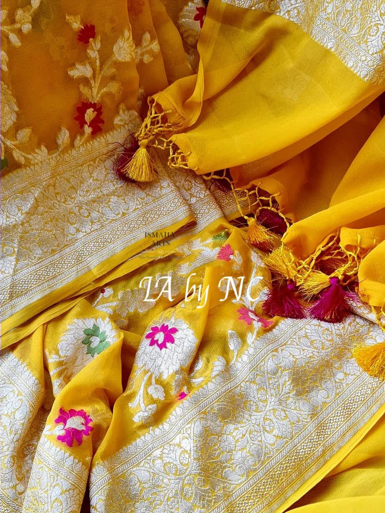 Tuscany Banarasi Pure Khaddi Georgette Meenakari Saree