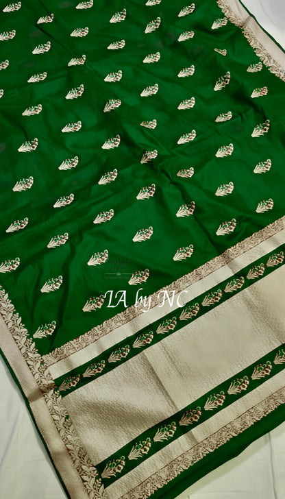 Forest Banarasi Mashru Katan Silk Meenakari Saree