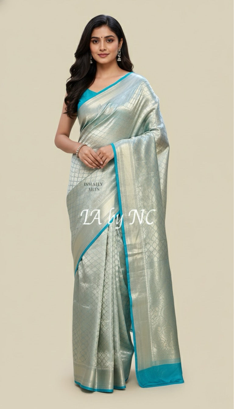 Sky Banarasi Pure Tissue Silk Brocade Saree