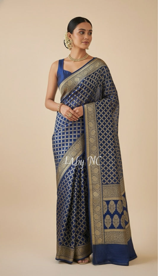 German Banarasi Pure Khaddi Georgette Saree