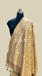 Beige Banarasi Pure Munga Silk Dupatta