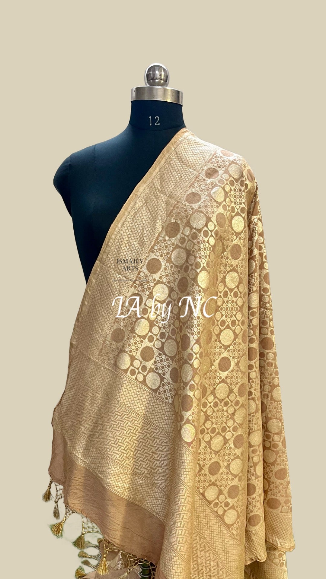 Beige Banarasi Pure Munga Silk Dupatta