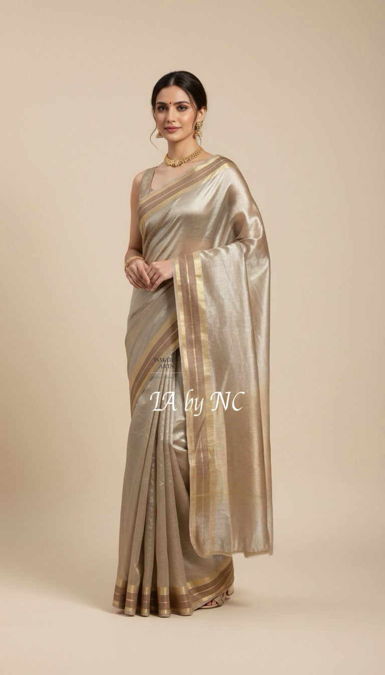 Caramel Banarasi Pure Tissue Silk Saree