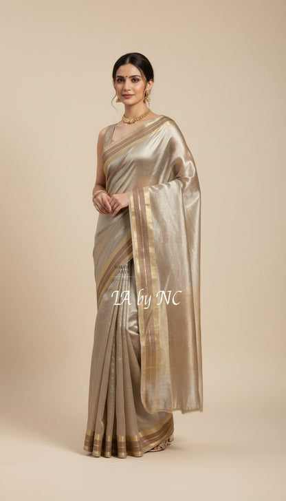 Caramel Banarasi Pure Tissue Silk Saree