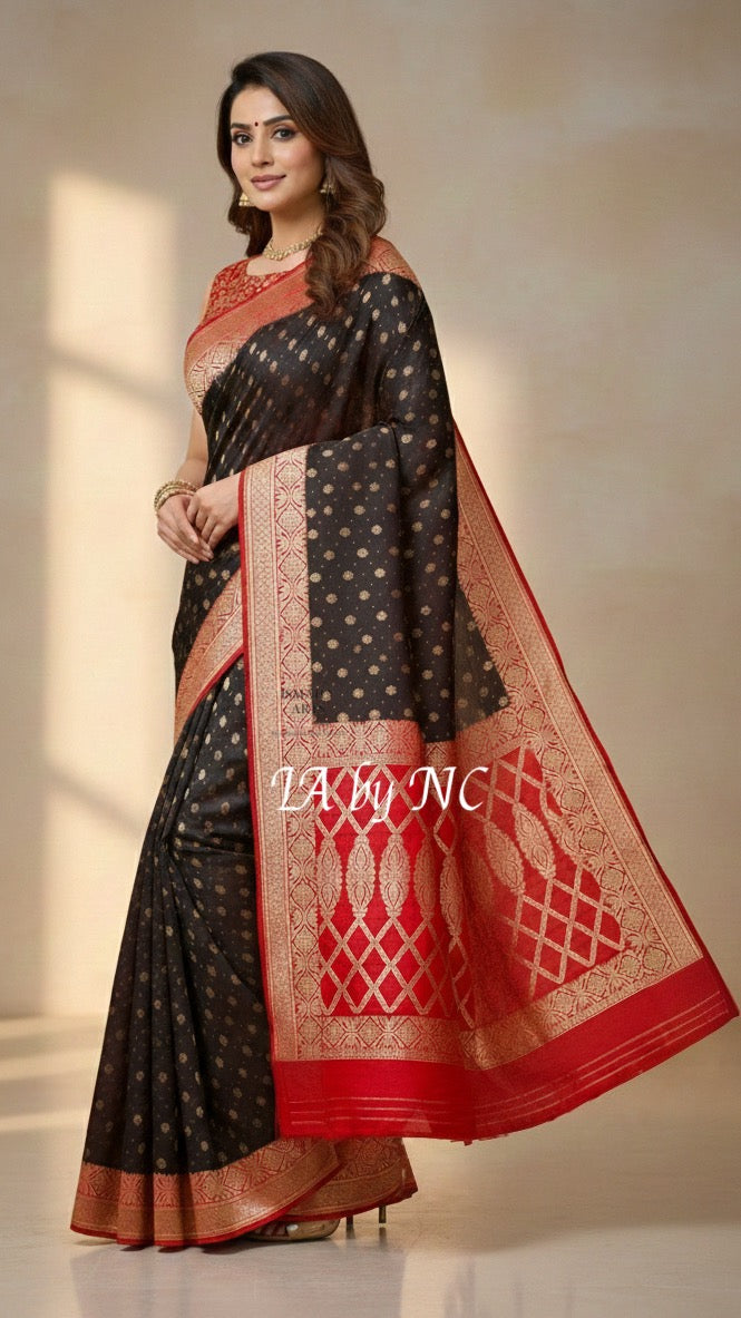 Black Banarasi Pure Khaddi Georgette Saree